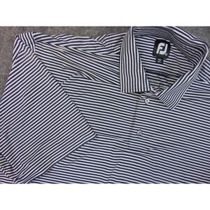 Footjoy Shirt Mens 2XL Black White Stripe Golf Polo FJ